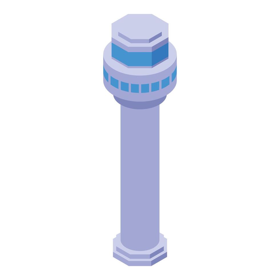Airport control tower managing air traffic isometric icon vector