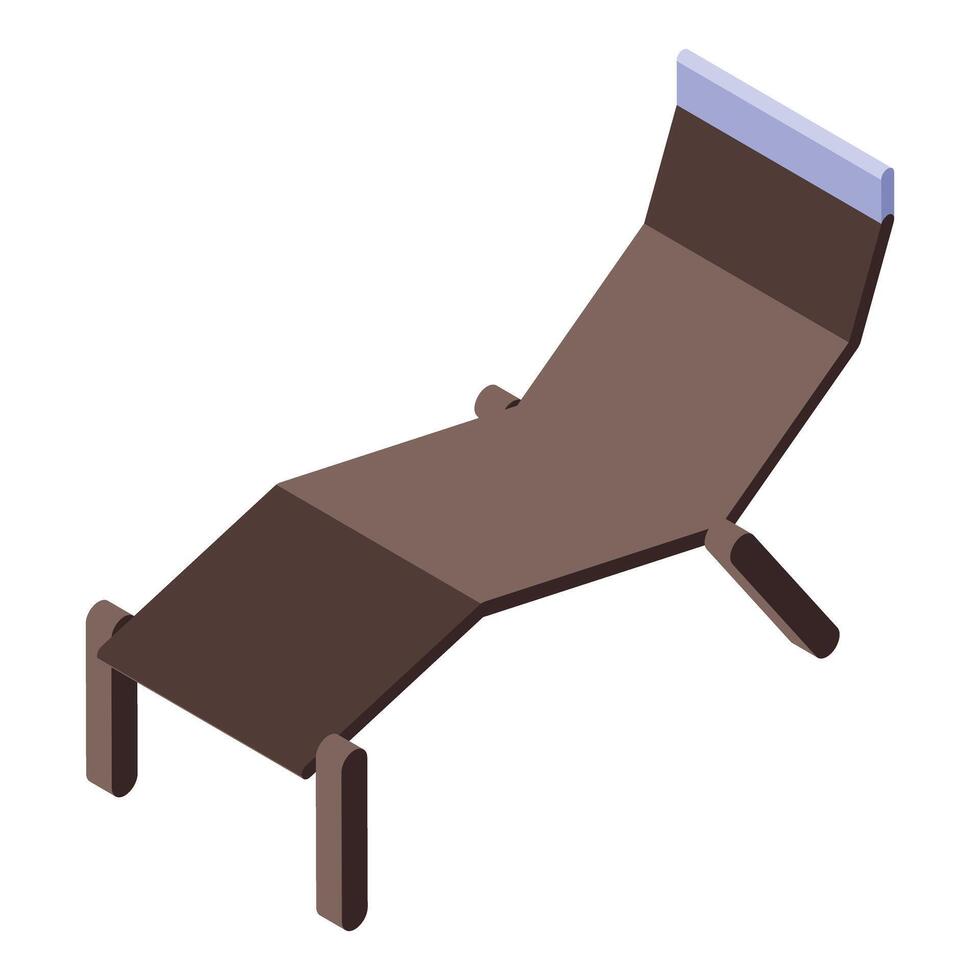 Wooden beach chaise lounge on white background relaxing furniture vector