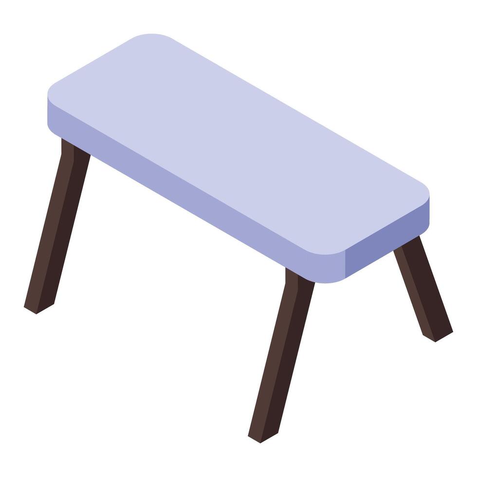 Small purple bench standing on four legs isometric view vector