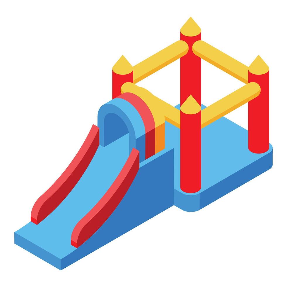 A slide and a bouncy castle on a white background vector