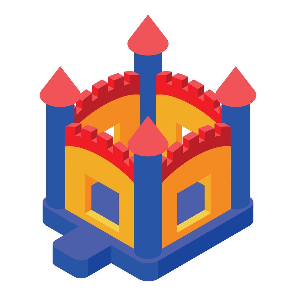 A castle with a red roof and blue walls vector