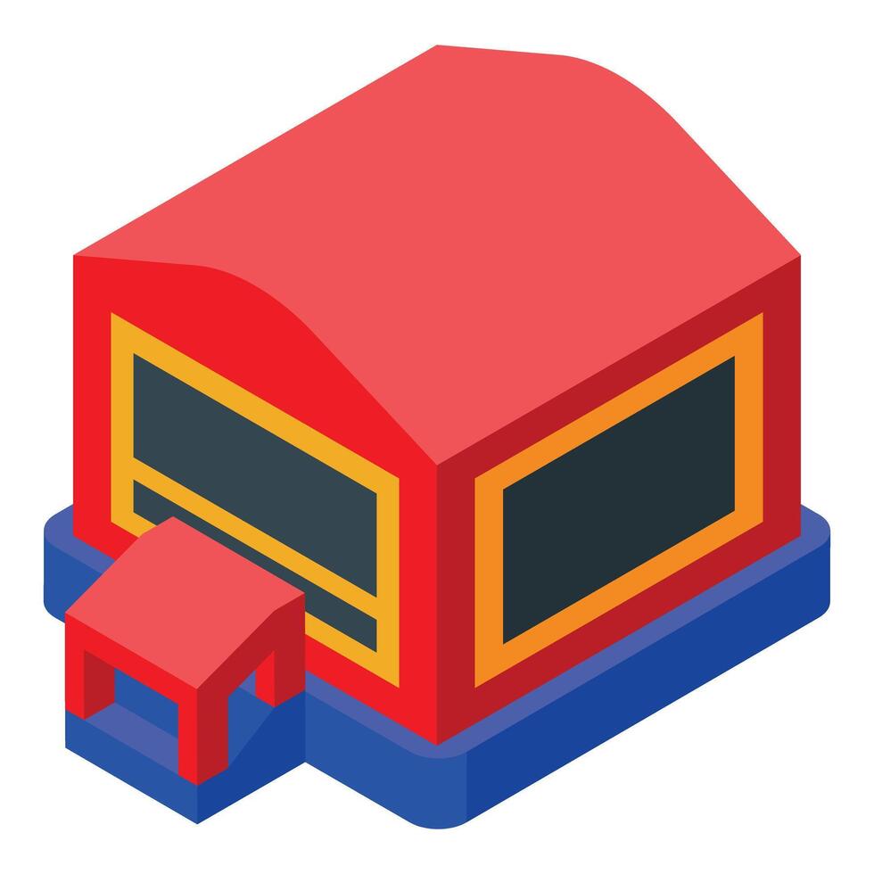 A red and blue house with a window vector