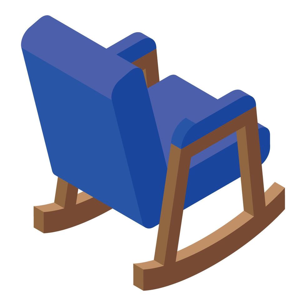 Blue rocking chair relaxing furniture on white background vector