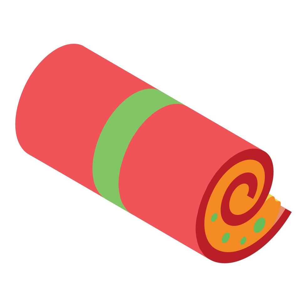 Rolled camping mat wrapped with green strap for outdoor recreation vector