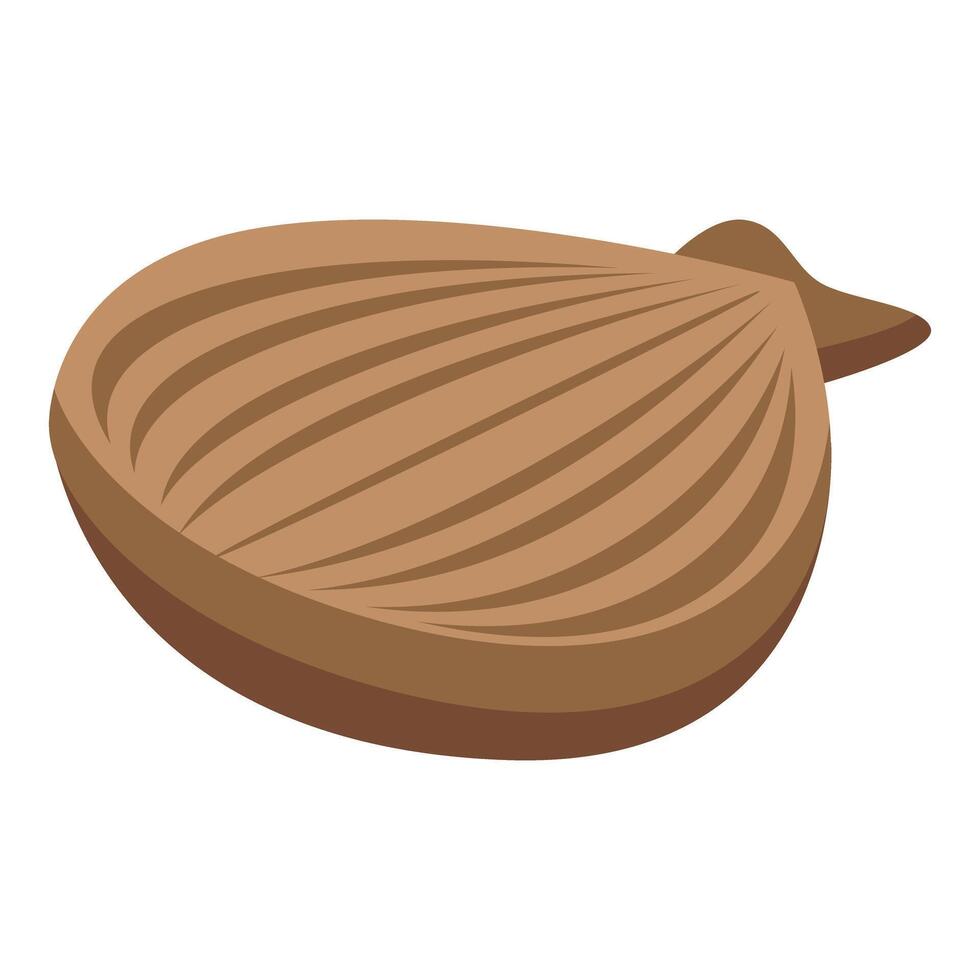 Closed scallop shell, marine bivalve mollusk from ocean or sea vector