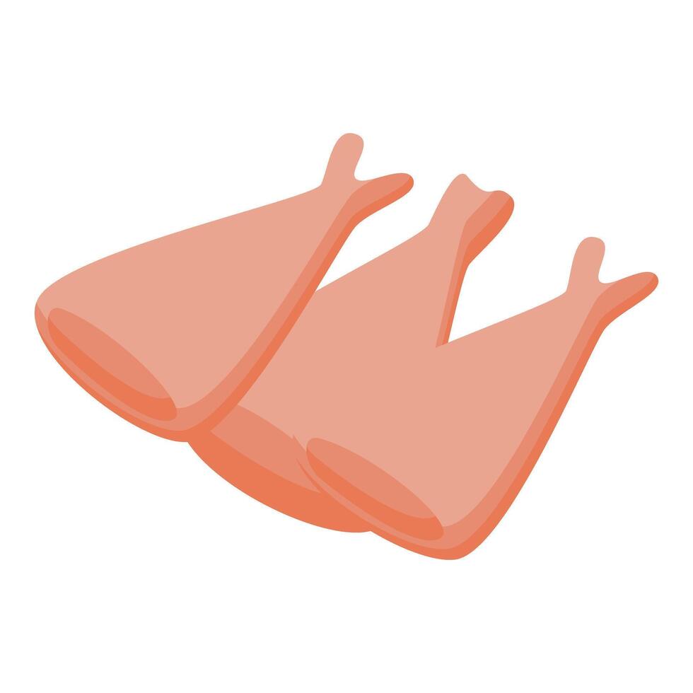 Fresh chicken drumsticks lying on white background vector