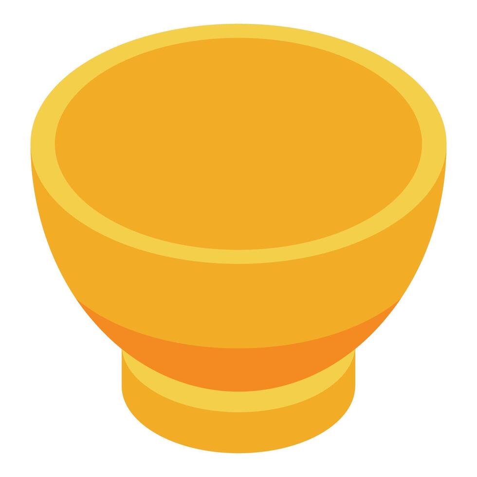 Empty golden bowl standing on white background isometric view vector