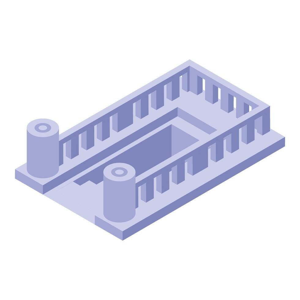 Isometric mikveh, a jewish ritual bath, exhibiting columns and railings vector