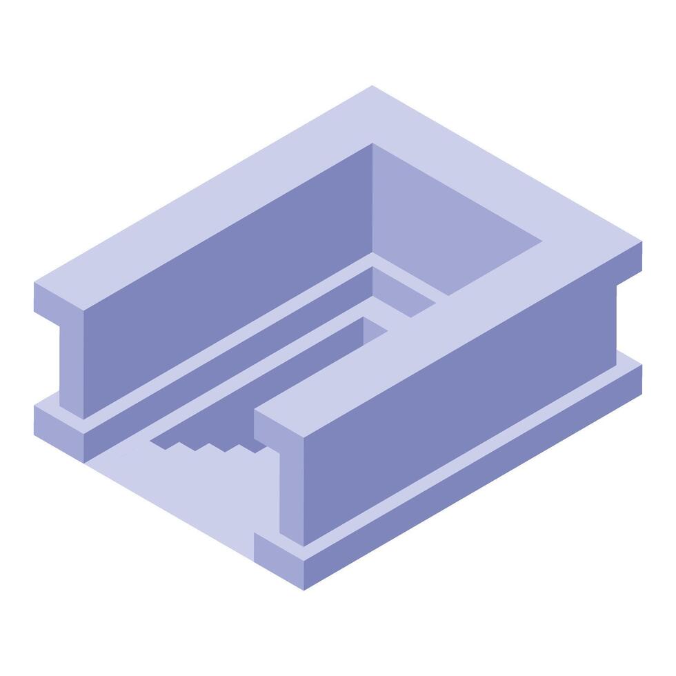 Underground concrete bunker entrance with stairs leading down vector