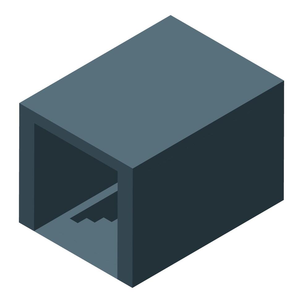 Mining entrance with stairs leading underground in isometric view vector