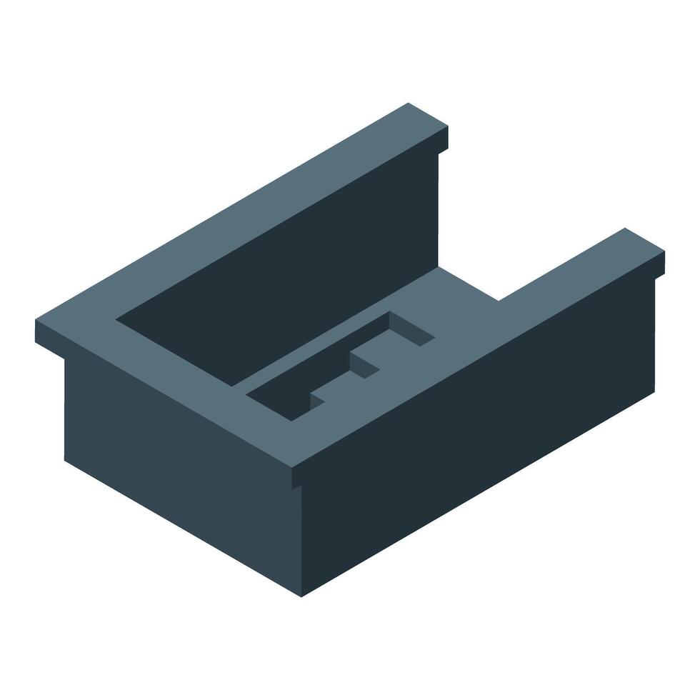 Empty concrete structure resembling building foundation in isometric view vector