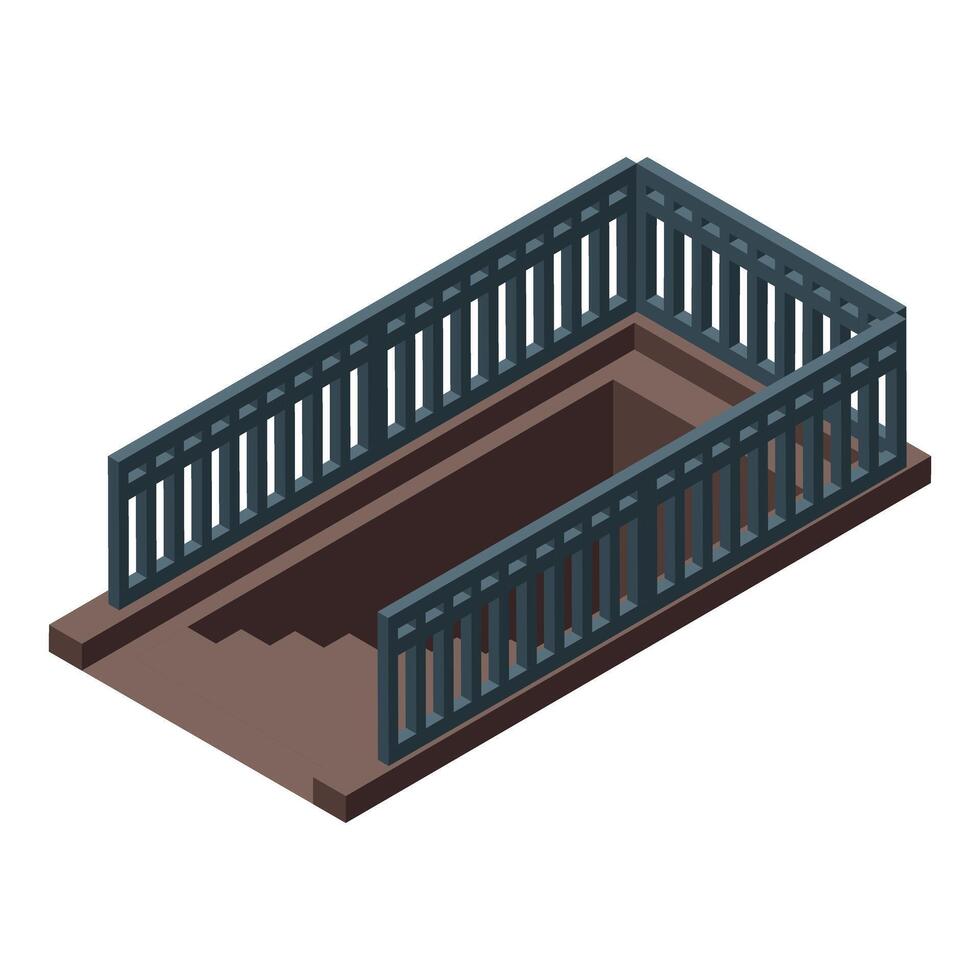 Underground passage with railings leading down a staircase vector