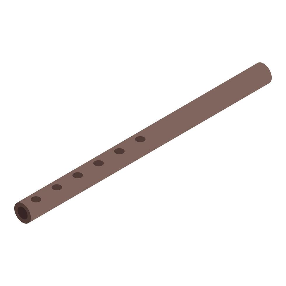 Wooden flute isolated on white background, musical instrument ready to play vector