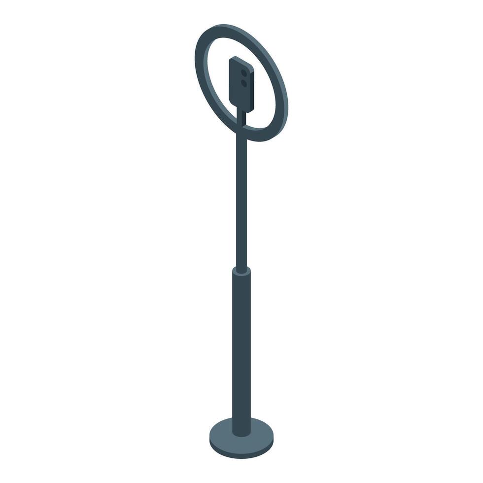 Ring light standing on a tripod for smartphone or camera is illuminated vector