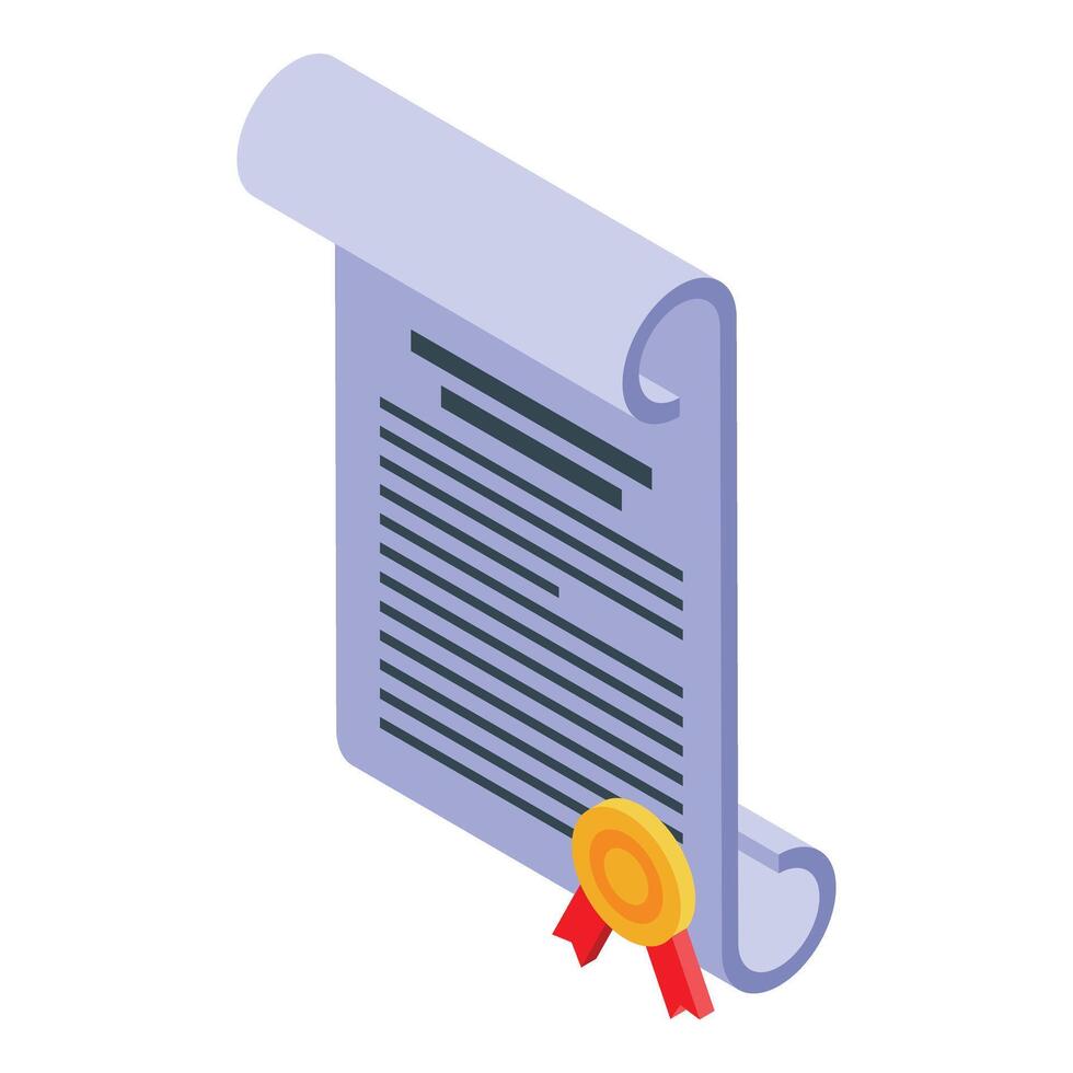 Notary public embossing official document with golden stamp and red ribbon vector