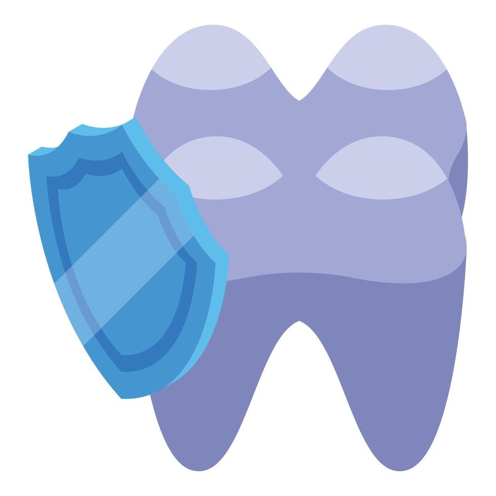 Protecting tooth enamel with a shield, dental health and hygiene concept vector