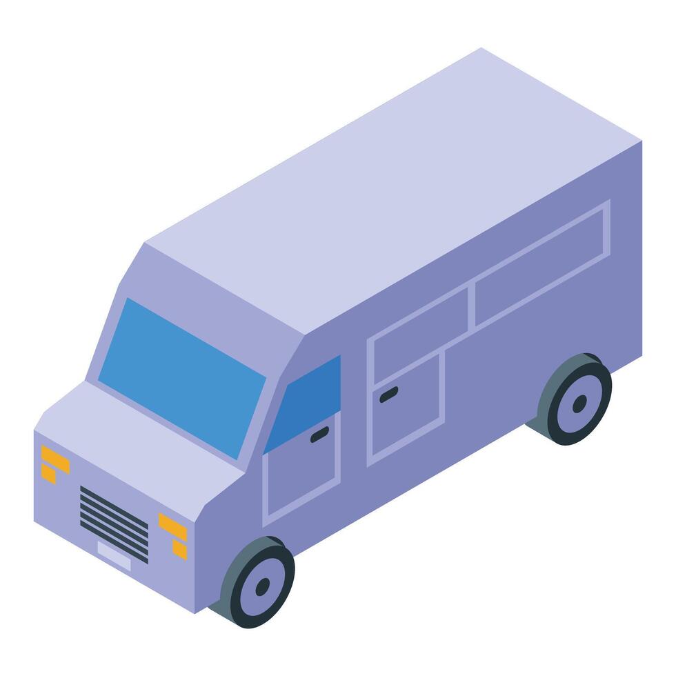 Armored encapsulated truck transporting money or valuables isometric view vector