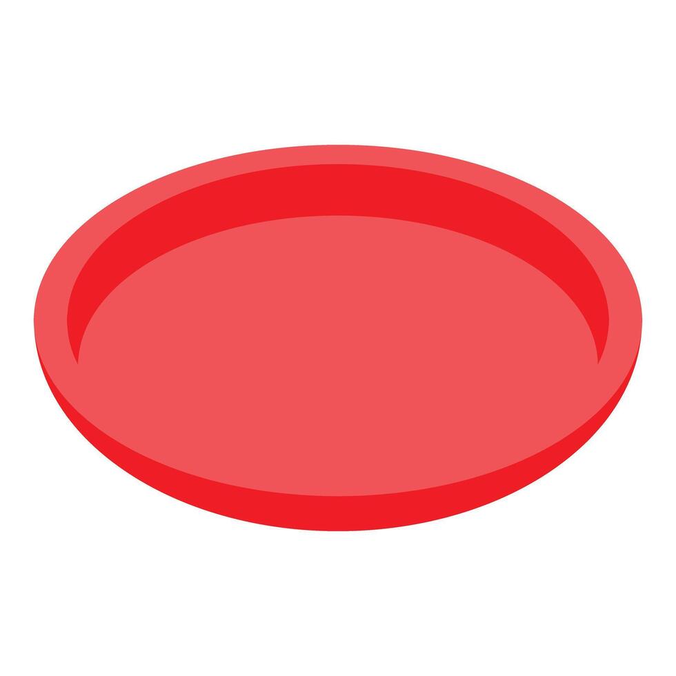 Red empty round serving tray isometric view vector
