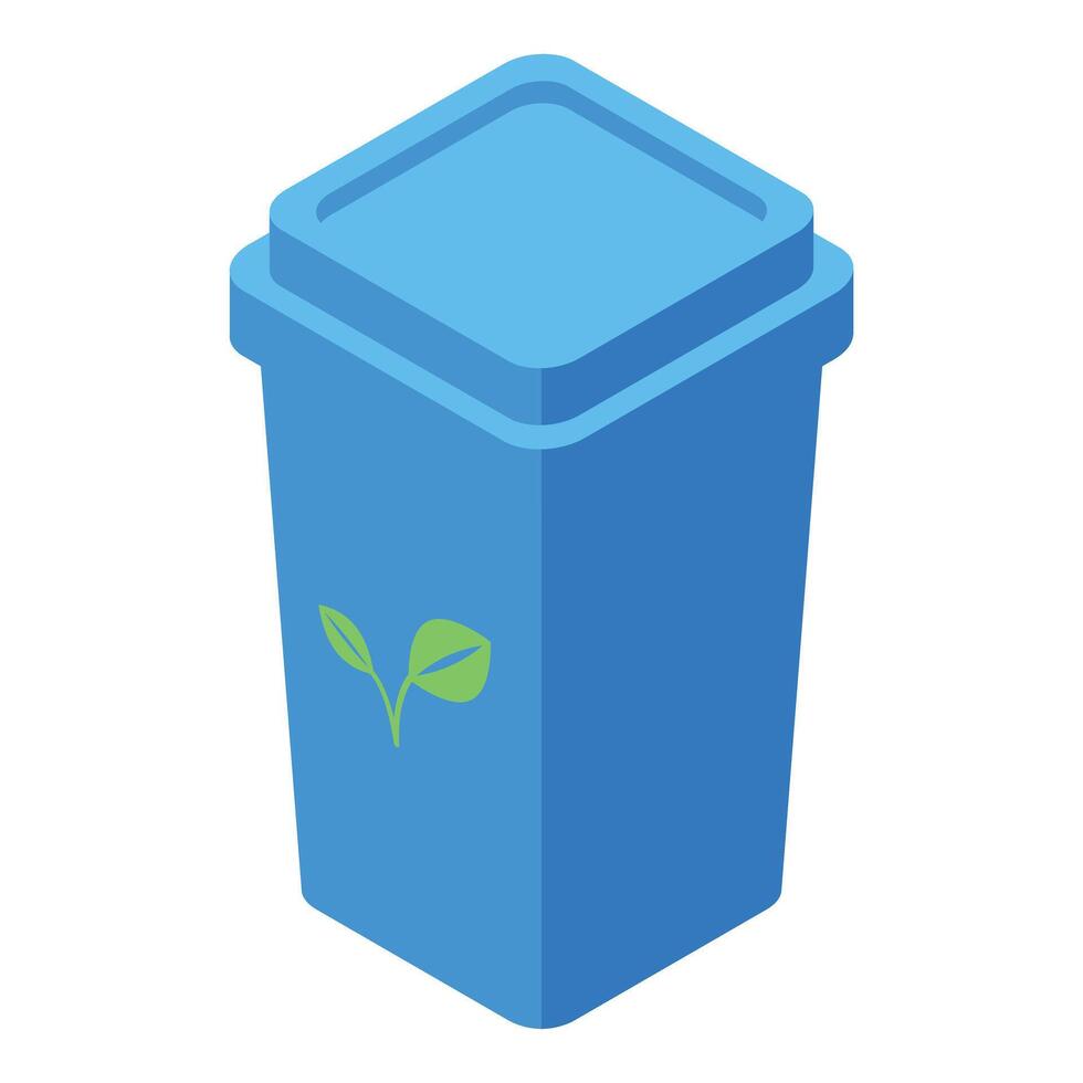 Blue compost bin promoting organic waste recycling and environmental sustainability vector