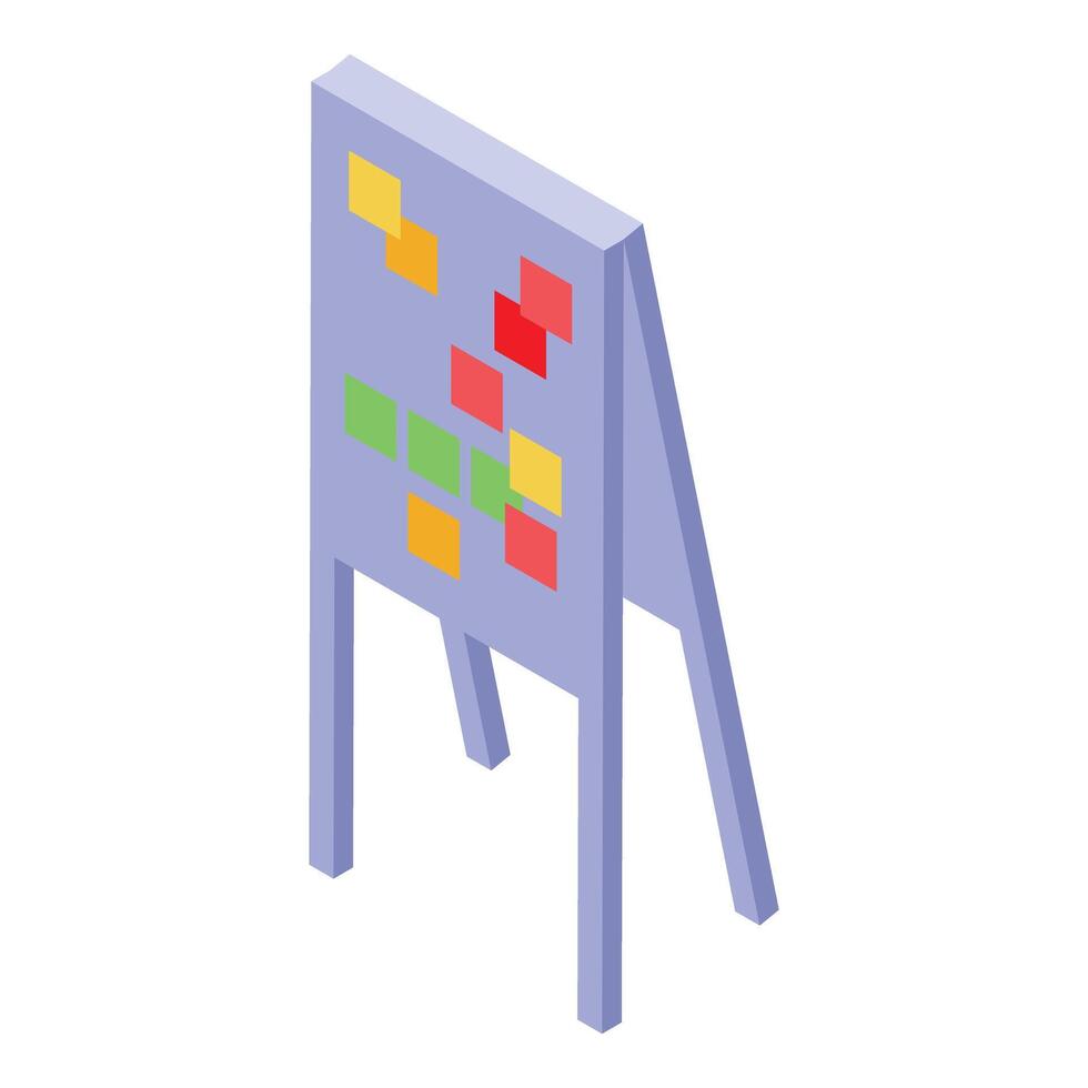 Planning board showing progress with sticky notes in agile development vector