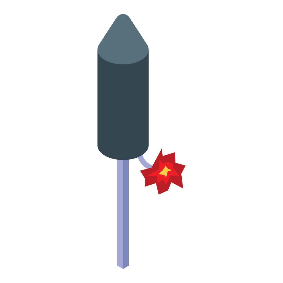 Firework rocket exploding with red sparkles and smoke trail vector