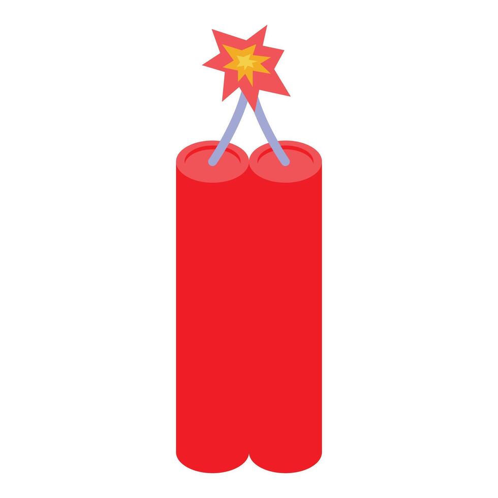 Two red dynamite sticks with burning fuse creating explosion vector