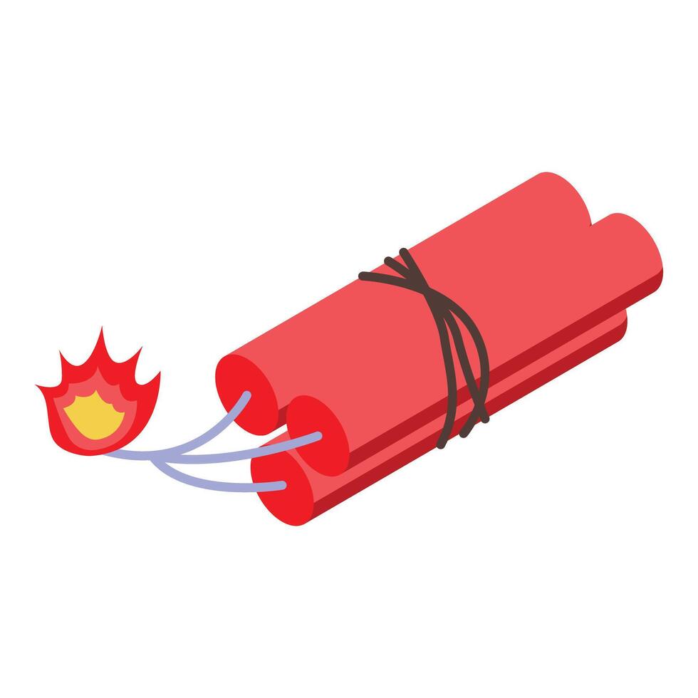 Burning dynamite sticks with fuse about to explode vector
