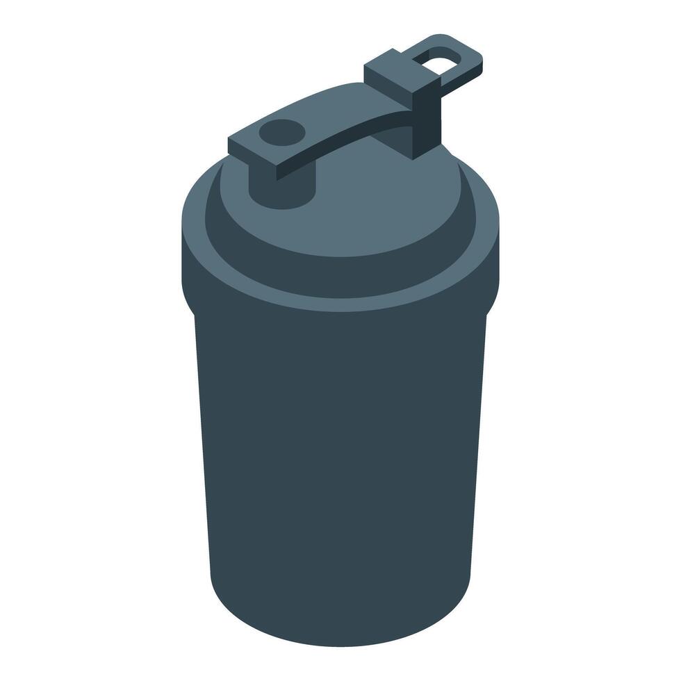 Gray shaker bottle for protein shakes and sports nutrition isometric icon vector