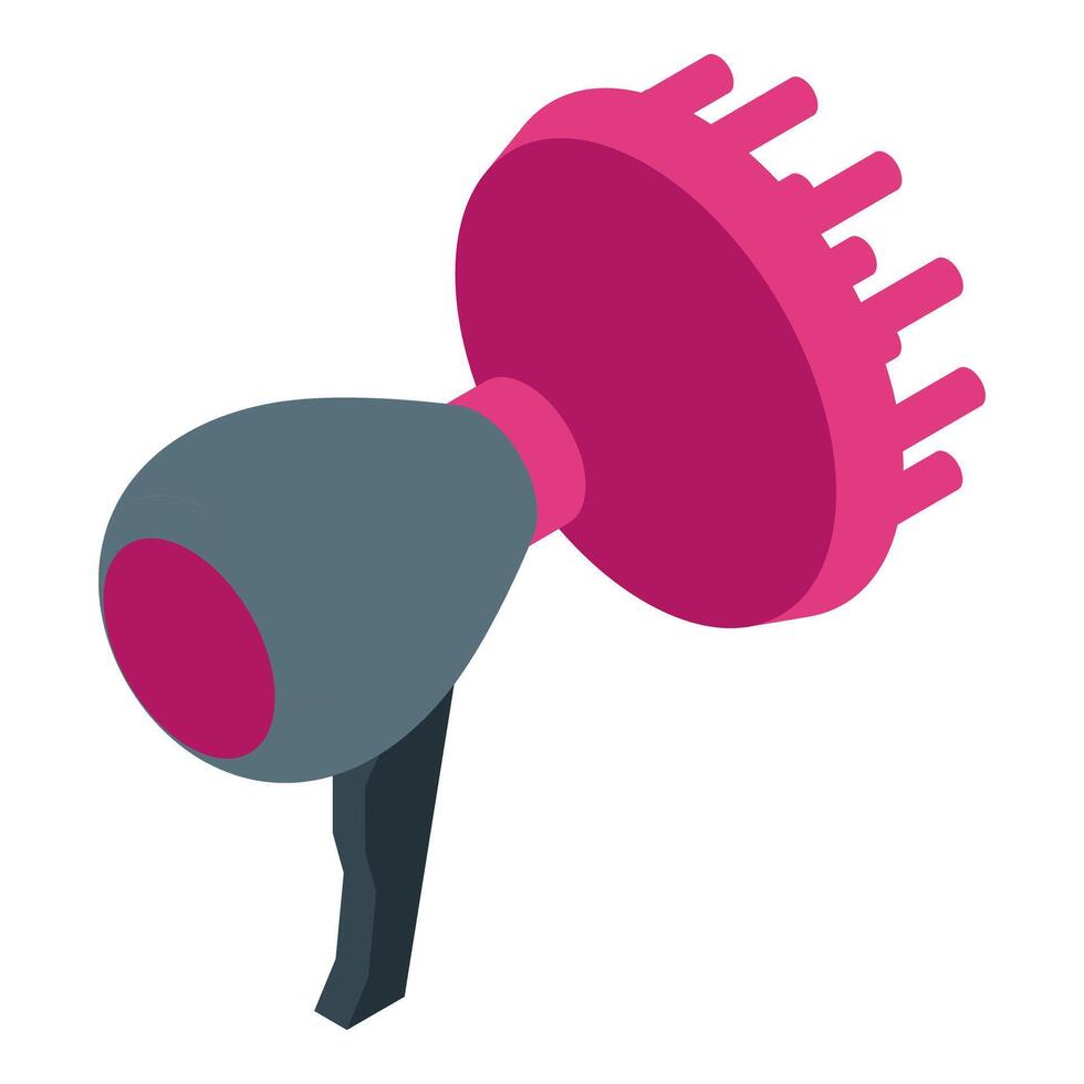 Hair dryer with diffuser attachment for drying and styling hair vector