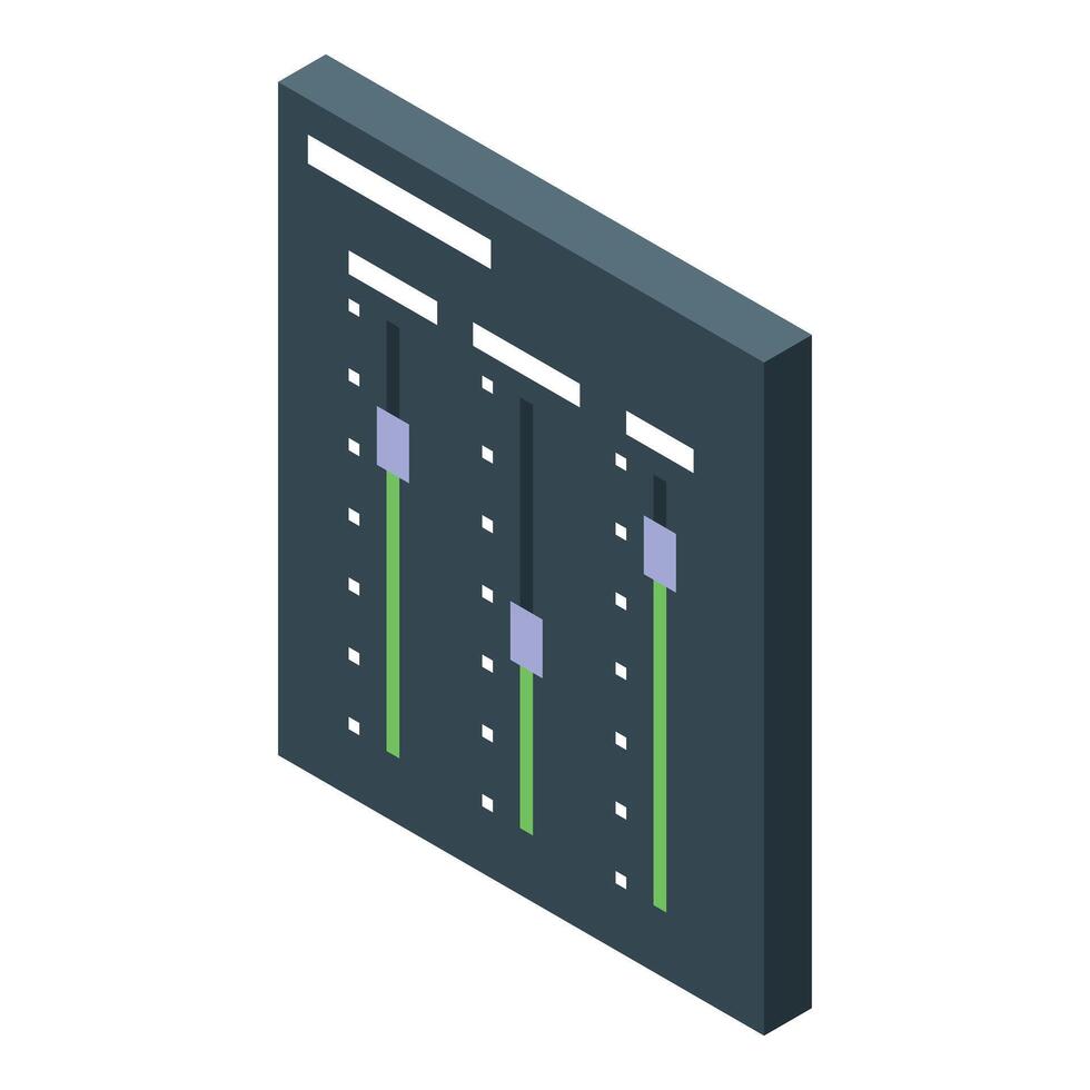 Mixing console showing adjusting sound levels with faders and sliders vector