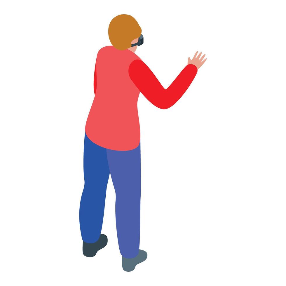 Gamer wearing virtual reality headset and exploring metaverse vector