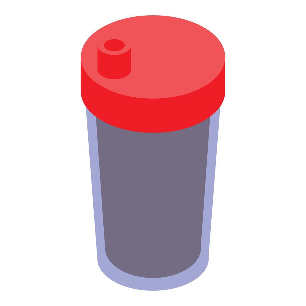 Reusable plastic water bottle with red lid and drinking spout vector