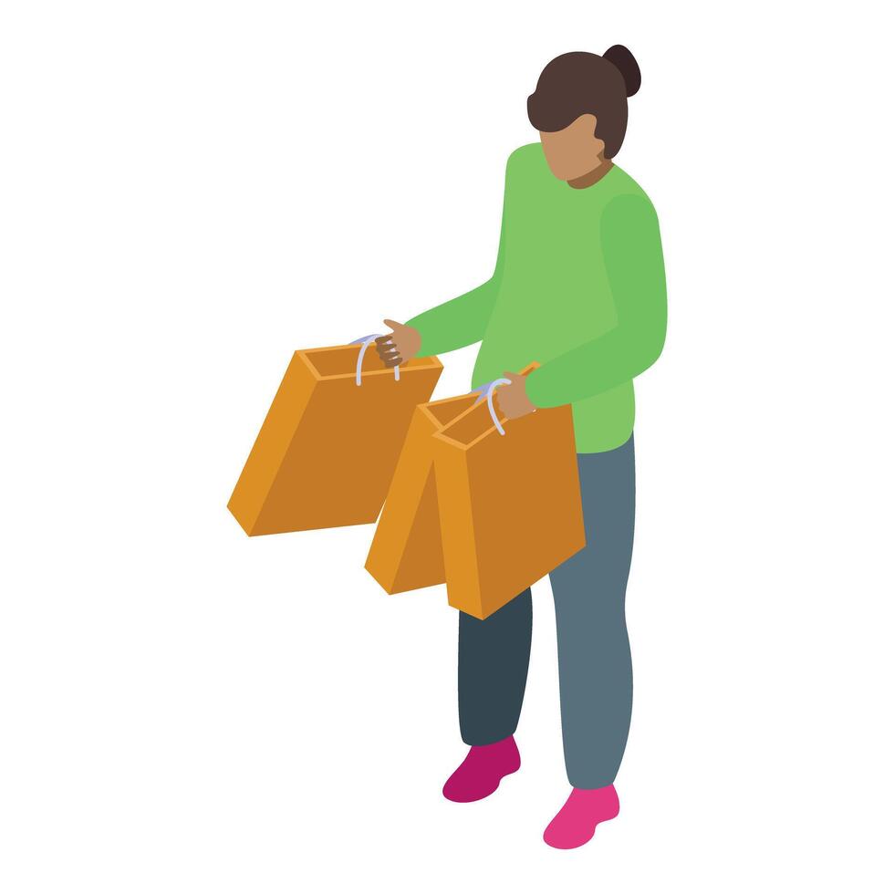 Customer holding shopping bags, retail therapy and consumerism vector