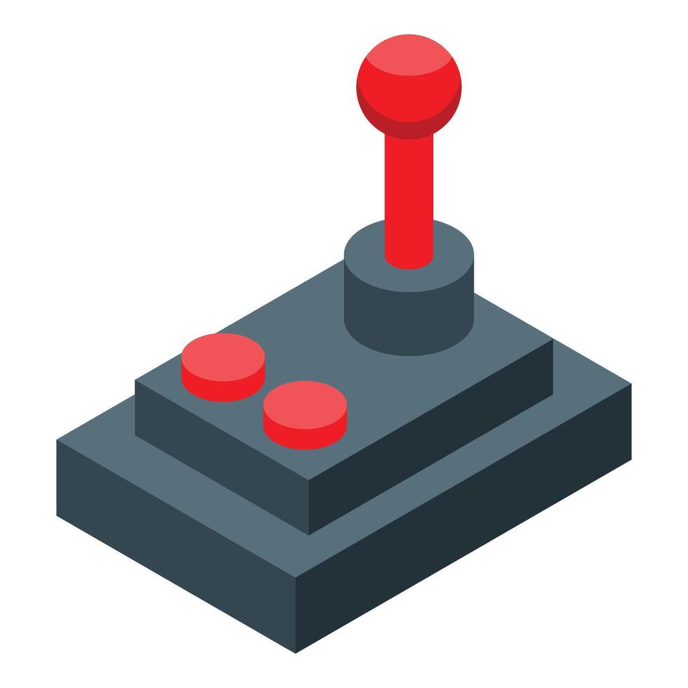 Retro joystick bringing gaming nostalgia with isometric style and red buttons vector