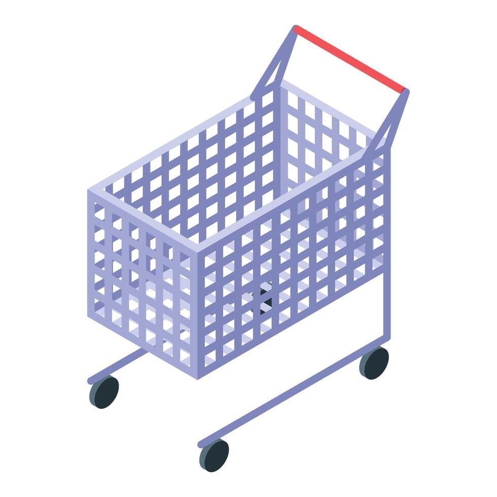 Empty shopping cart with red handle is ready for shopping spree vector