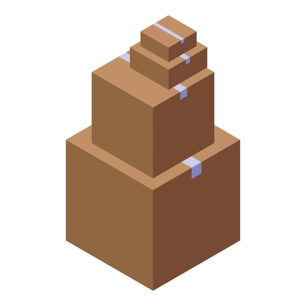 Stacked cardboard boxes forming a pyramid structure vector