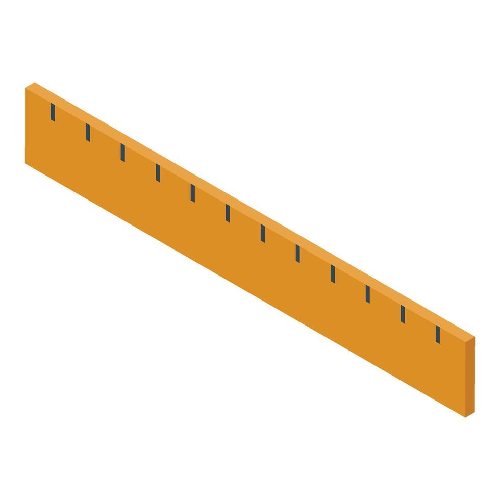 Orange ruler tool showing measuring lines in isometric view vector