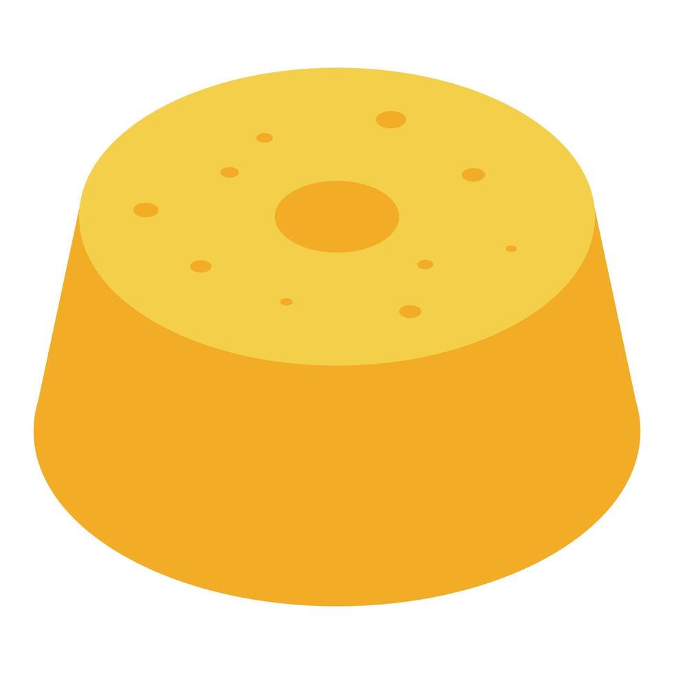 Delicious round yellow sponge cake on white background vector