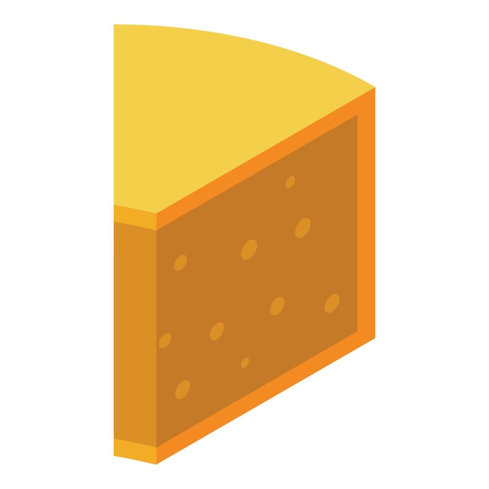 Quarter of hard cheese with holes representing delicious dairy products vector