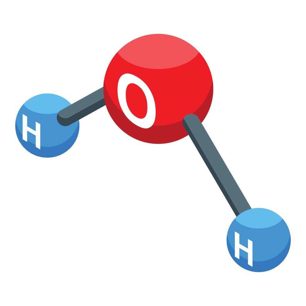 Water molecule structure depicting chemical bonds and atoms vector