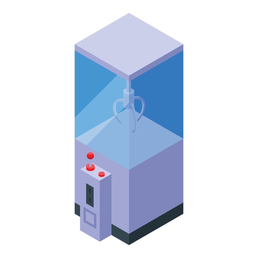 Claw crane arcade game machine with joystick and buttons is waiting for players vector