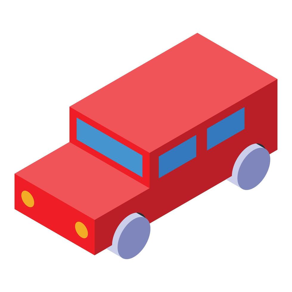 Red isometric car moving forward on white background vector