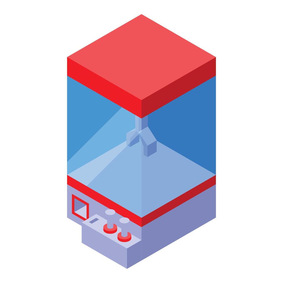 Claw crane arcade game machine is waiting for players trying to grab a prize vector