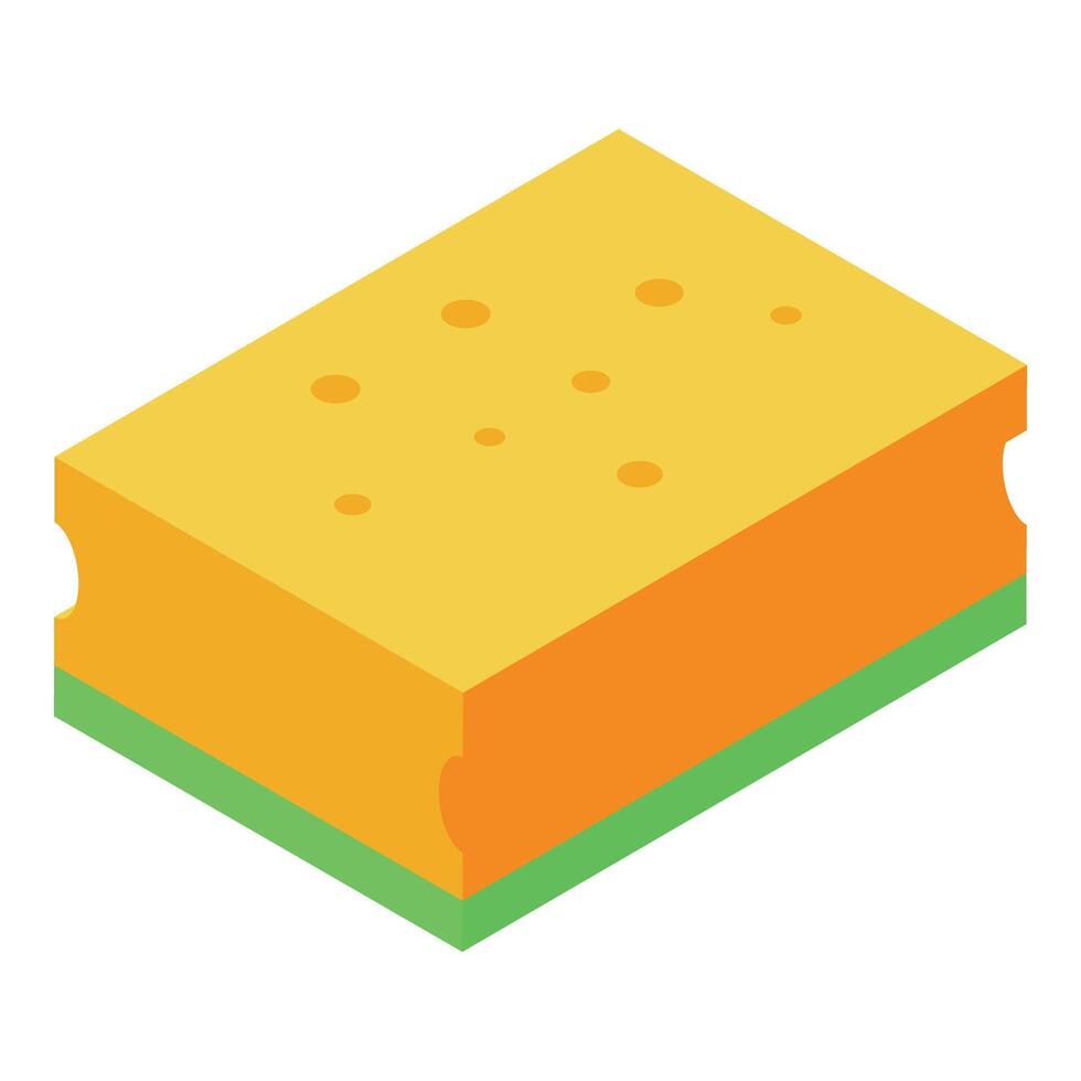 Cleaning sponge with scrubber pad for dishwashing and household chores vector