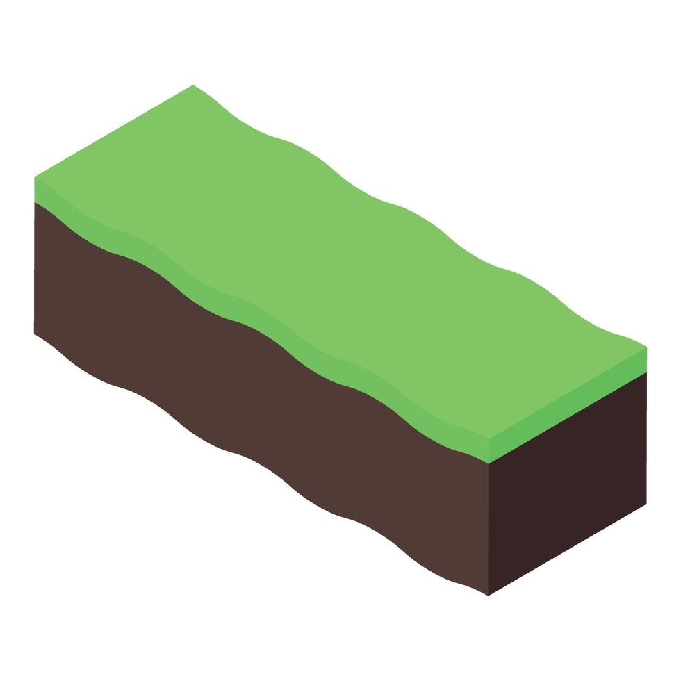 Green grass growing over fertile soil cross section in isometric view vector