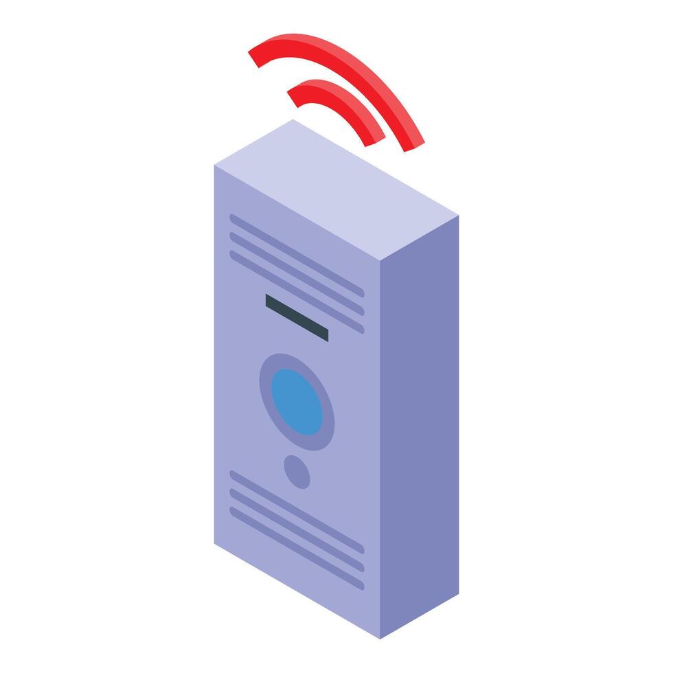 Smart home speaker emitting wireless signal, modern technology for connected living vector