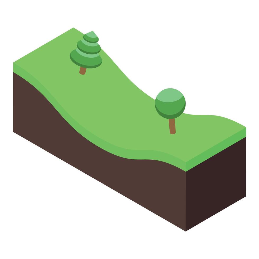 Ground cross section showing soil layers and trees in isometric view vector