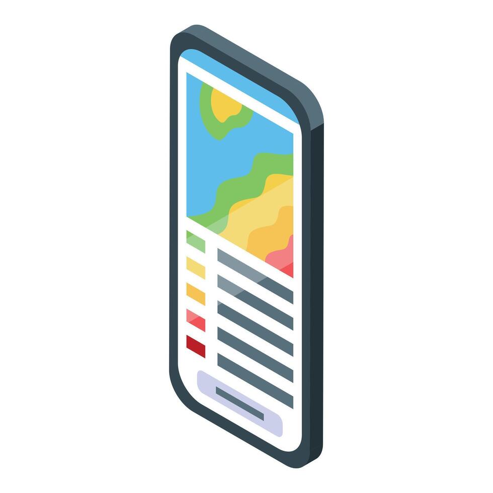 Smartphone showing topographic map with elevation and gps tracking data vector