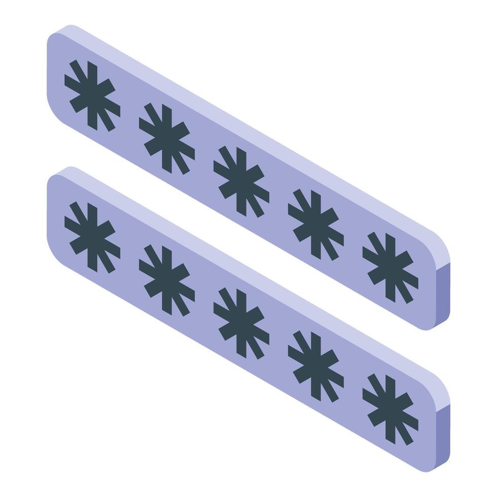 Password protecting web data using asterisks as encryption symbol in isometric view vector