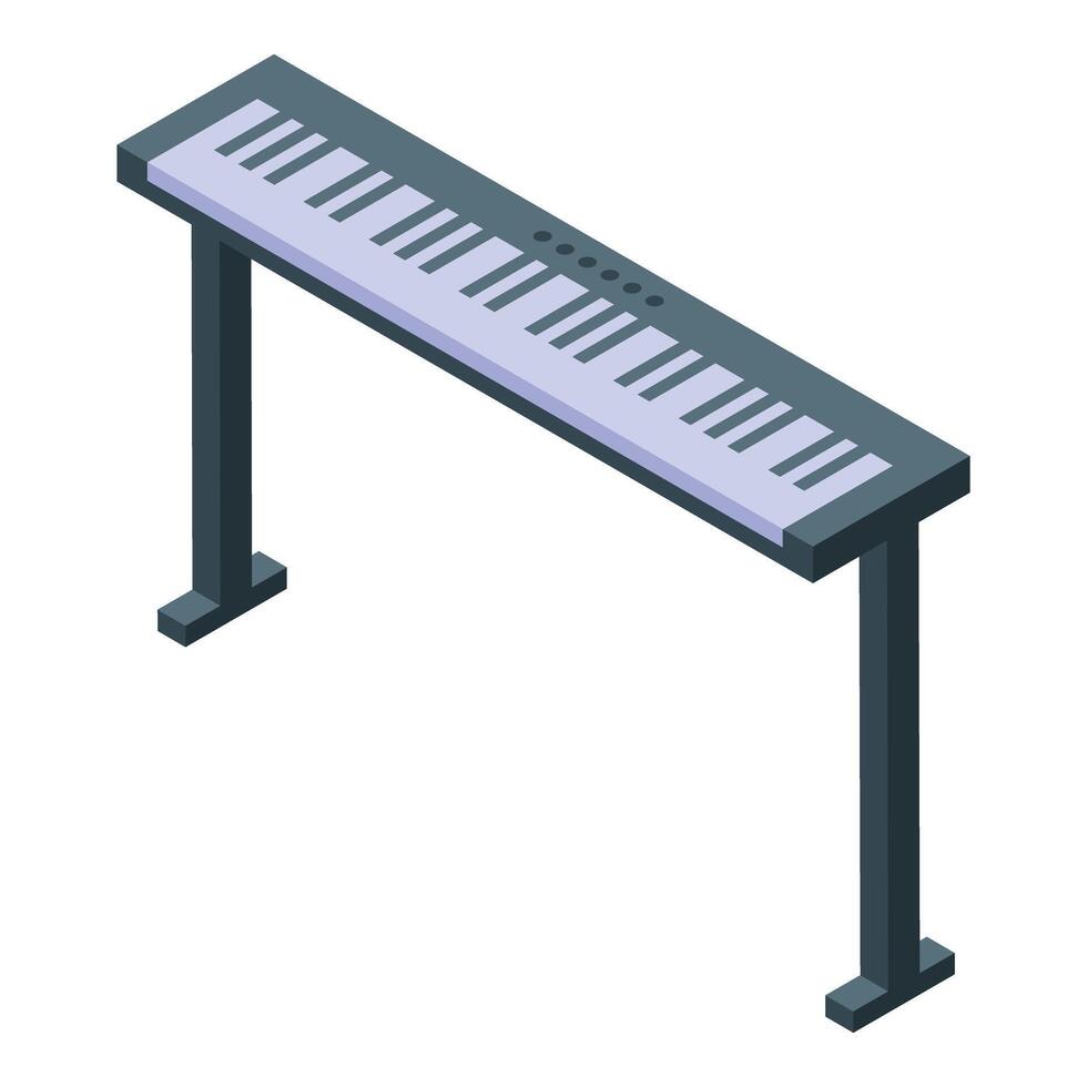 Modern synthesizer keyboard standing on a support, creating electronic music vector